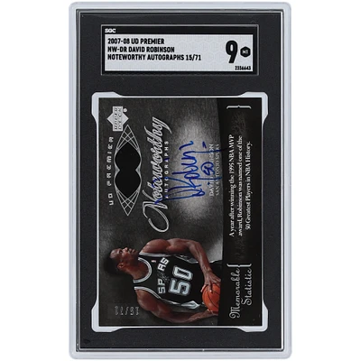 David Robinson San Antonio Spurs Autographed 2007-08 Upper Deck Premier Noteworthy Autograph #NW-DR #15/71 SGC Authenticated 9 Card