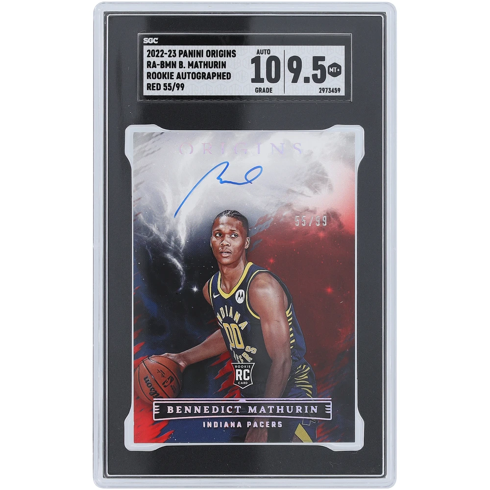 Bennedict Mathurin Indiana Pacers Autographed 2022-23 Panini Origins Red Rookie Autograph #RA-BMN #55/99 SGC Authenticated 9.5/10 Rookie Card