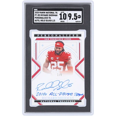 Richard Sherman San Francisco 49ers Autographed 2020 Panini National Treasures Holo Silver Personalized Treasure #PT-RS #1/5 SGC Authenticated 9.5/10 Card with "2010s All-Decade Team" Inscription