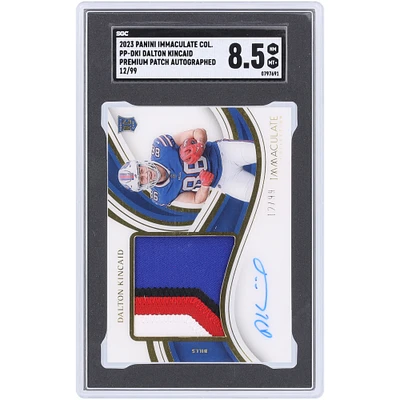 Dalton Kincaid Buffalo Bills Autographed 2023 Panini Immaculate Collection Premium Patch Autograph 4 Color Relic #PP-DKI #12/99 SGC Authenticated 8.5 Rookie Card