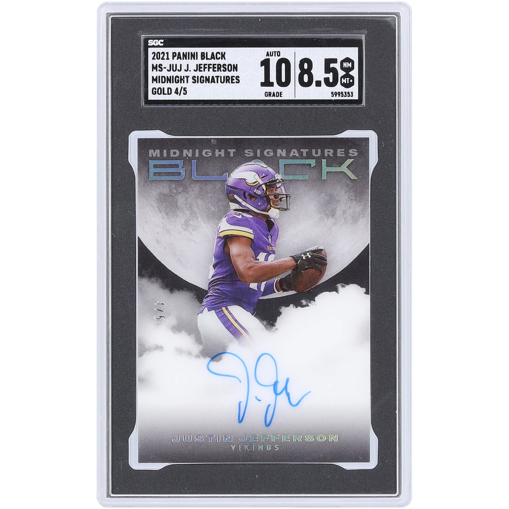 Justin Jefferson Minnesota Vikings Autographed 2021 Panini Black Gold Midnight Signatures #MS-JUJ #4/5 SGC Authenticated 8.5/10 Card