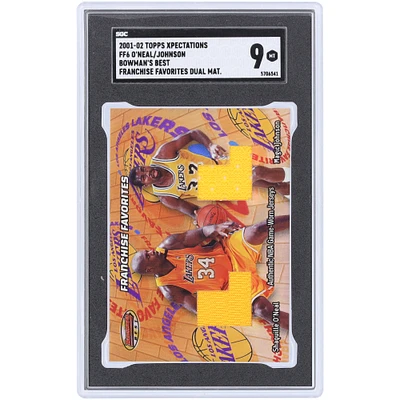 Shaquille O'Neal and Magic Johnson Los Angeles Lakers 2001-02 Topps Xpectations Bowman's Best Franchise Favorites Dual Materials Relic #FF6 SGC Authenticated 9 Card
