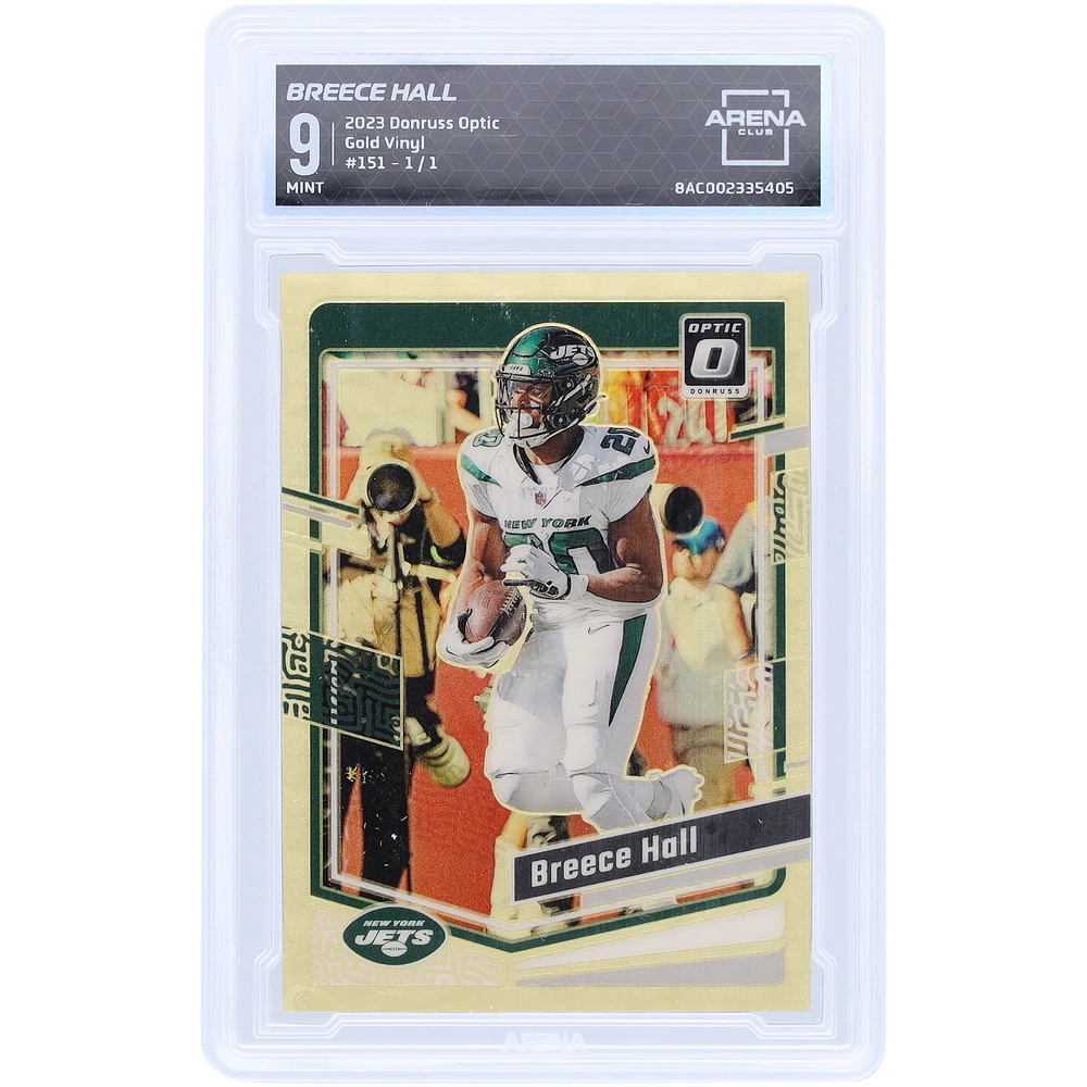 Breece Hall New York Jets 2023 Panini Donruss Optic Gold Vinyl Prizm #151 #1/1 Arena Club Authenticated 9 Card - 9.5,9,9,9 Subgrades