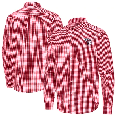 Men's Antigua Cleveland Guardians Ellis Woven Tri-Blend Button-Down Shirt
