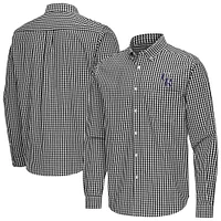 Men's Antigua Colorado Rockies Ellis Woven Tri-Blend Button-Down Shirt