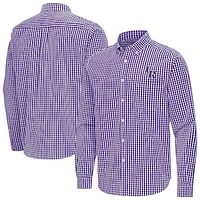 Men's Antigua Colorado Rockies Ellis Woven Tri-Blend Button-Down Shirt