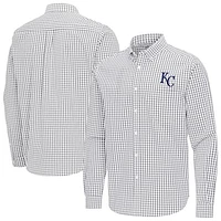 Men's Antigua Kansas City Royals Ellis Woven Tri-Blend Button-Down Shirt