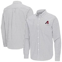 Men's Antigua Gray Arizona Diamondbacks Ellis Woven Tri-Blend Button-Down Shirt