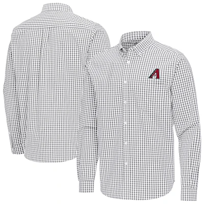Men's Antigua Gray Arizona Diamondbacks Ellis Woven Tri-Blend Button-Down Shirt