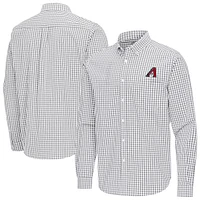 Men's Antigua Gray Arizona Diamondbacks Ellis Woven Tri-Blend Button-Down Shirt