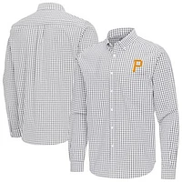 Men's Antigua Pittsburgh Pirates Ellis Woven Tri-Blend Button-Down Shirt