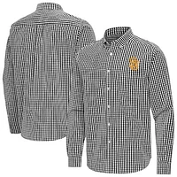 Men's Antigua Black San Diego Padres Ellis Woven Tri-Blend Button-Down Shirt