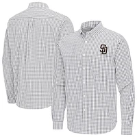 Men's Antigua Gray San Diego Padres Ellis Woven Tri-Blend Button-Down Shirt