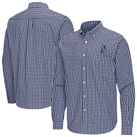 Men's Antigua Navy Seattle Mariners Ellis Woven Tri-Blend Button-Down Shirt