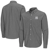 Men's Antigua New York Yankees Porter Woven Long Sleeve Button-Down Shirt