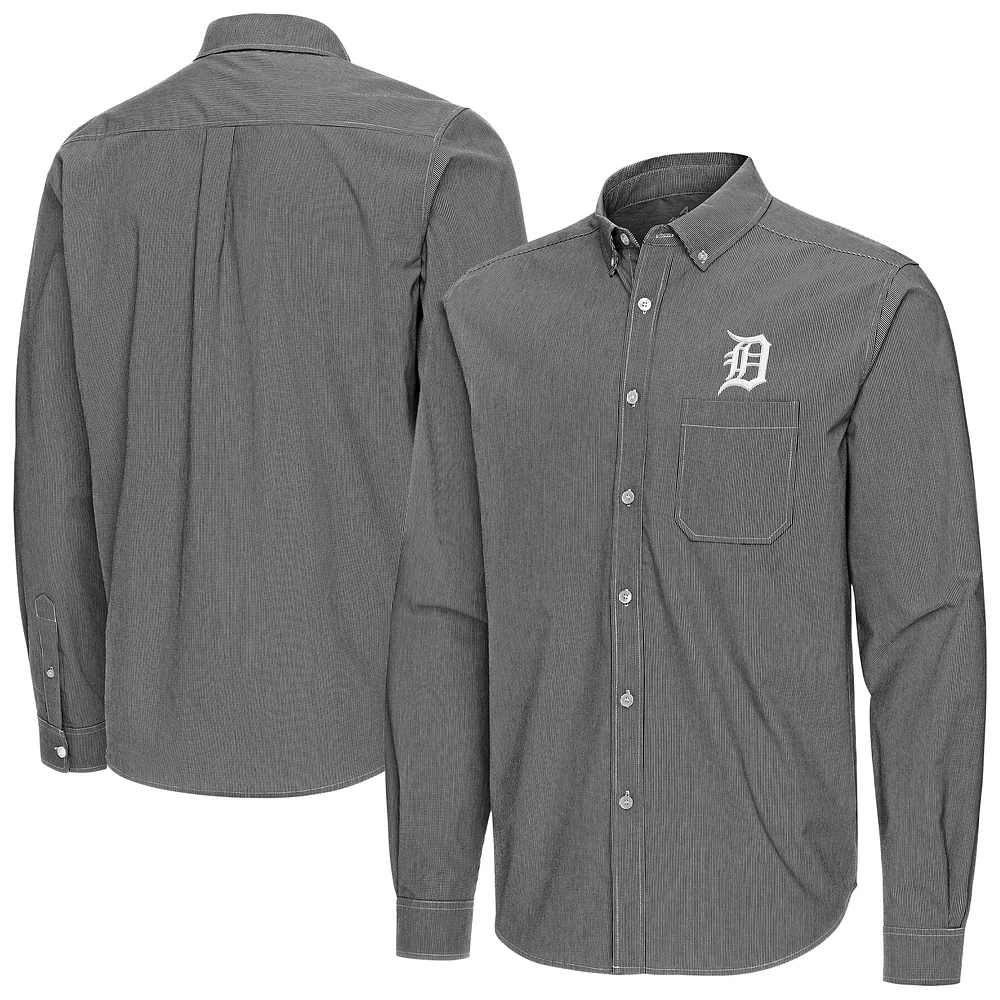 Men's Antigua Detroit Tigers Porter Woven Long Sleeve Button-Down Shirt