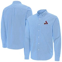 Men's Antigua Light Blue St. Louis Cardinals Porter Woven Long Sleeve Button-Down Shirt