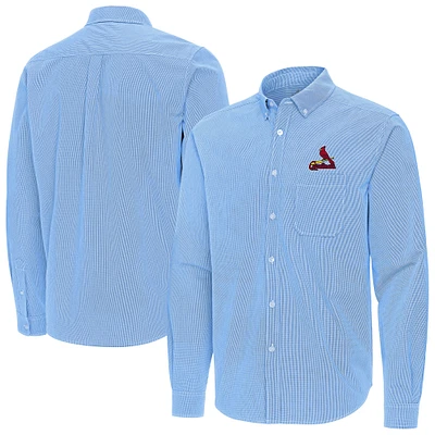 Men's Antigua Light Blue St. Louis Cardinals Porter Woven Long Sleeve Button-Down Shirt