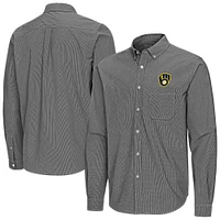 Men's Antigua Milwaukee Brewers Porter Woven Long Sleeve Button-Down Shirt