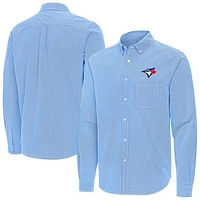 Men's Antigua Powder Blue Toronto Jays Porter Woven Long Sleeve Button-Down Shirt