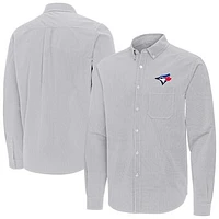 Men's Antigua Toronto Blue Jays Porter Woven Long Sleeve Button-Down Shirt