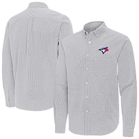 Men's Antigua Toronto Blue Jays Porter Woven Long Sleeve Button-Down Shirt
