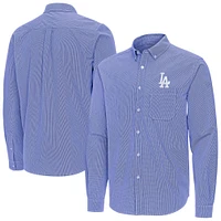 Men's Antigua Royal Los Angeles Dodgers Porter Woven Long Sleeve Button-Down Shirt