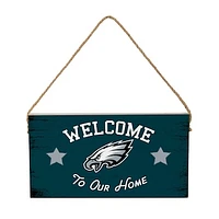 Philadelphia Eagles 6" x 11" Welcome Home Wood Wall Sign with Rope Hanger