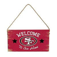 San Francisco 49ers 6" x 11" Welcome Home Wood Wall Sign with Rope Hanger