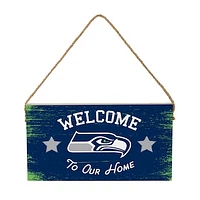 Seattle Seahawks 6" x 11" Welcome Home Wood Wall Sign with Rope Hanger