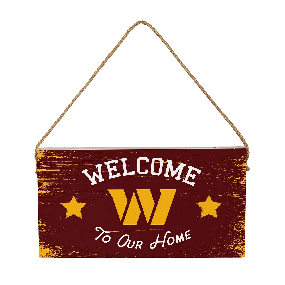 Washington Commanders 6" x 11" Welcome Home Wood Wall Sign with Rope Hanger