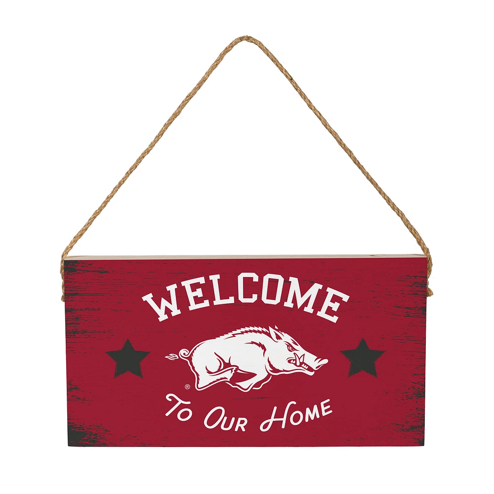 Arkansas Razorbacks 6" x 11" Welcome Home Wood Wall Sign with Rope Hanger
