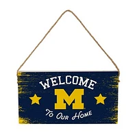 Michigan Wolverines 6" x 11" Welcome Home Wood Wall Sign with Rope Hanger