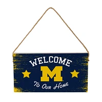 Michigan Wolverines 6" x 11" Welcome Home Wood Wall Sign with Rope Hanger