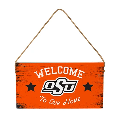 Oklahoma State Cowboys 6" x 11" Welcome Home Wood Wall Sign with Rope Hanger