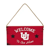 Utah Utes 6" x 11" Welcome Home Wood Wall Sign with Rope Hanger