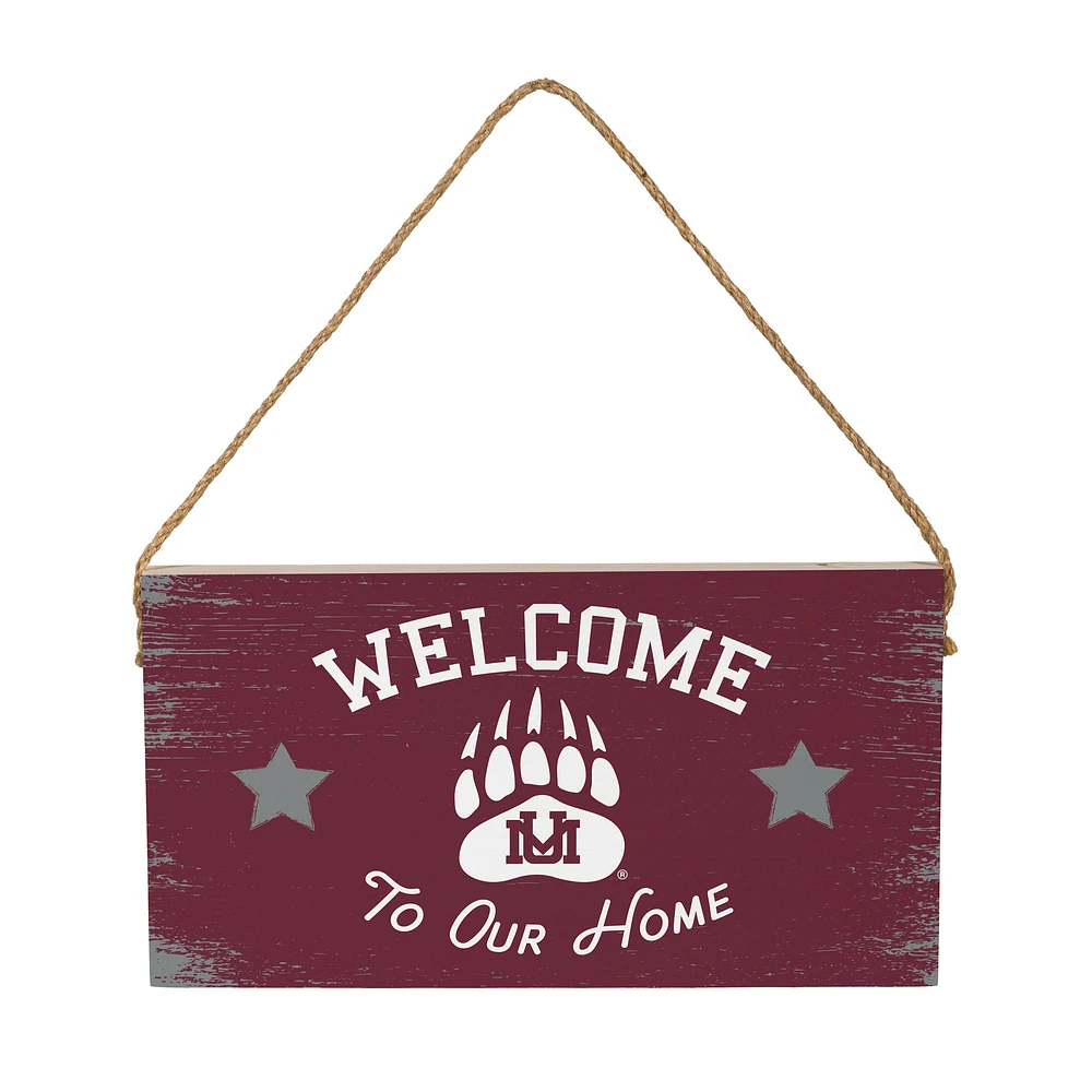 Montana Grizzlies 6" x 11" Welcome Home Wood Wall Sign with Rope Hanger