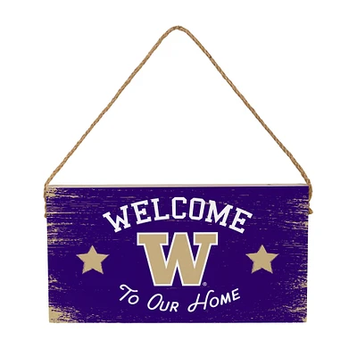 Washington Huskies 6" x 11" Welcome Home Wood Wall Sign with Rope Hanger