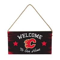 Calgary Flames 6" x 11" Welcome Home Wood Wall Sign with Rope Hanger
