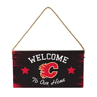 Calgary Flames 6" x 11" Welcome Home Wood Wall Sign with Rope Hanger