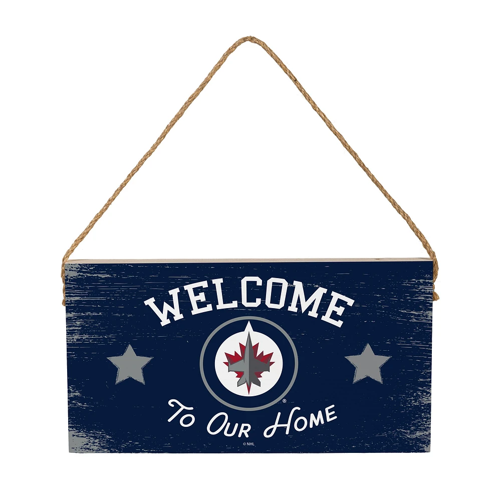 Winnipeg Jets 6" x 11" Welcome Home Wood Wall Sign with Rope Hanger