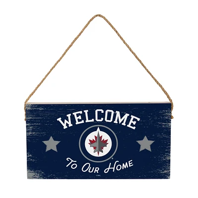Winnipeg Jets 6" x 11" Welcome Home Wood Wall Sign with Rope Hanger