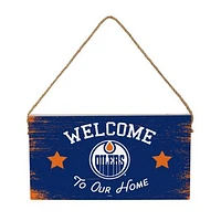 Edmonton Oilers 6" x 11" Welcome Home Wood Wall Sign with Rope Hanger