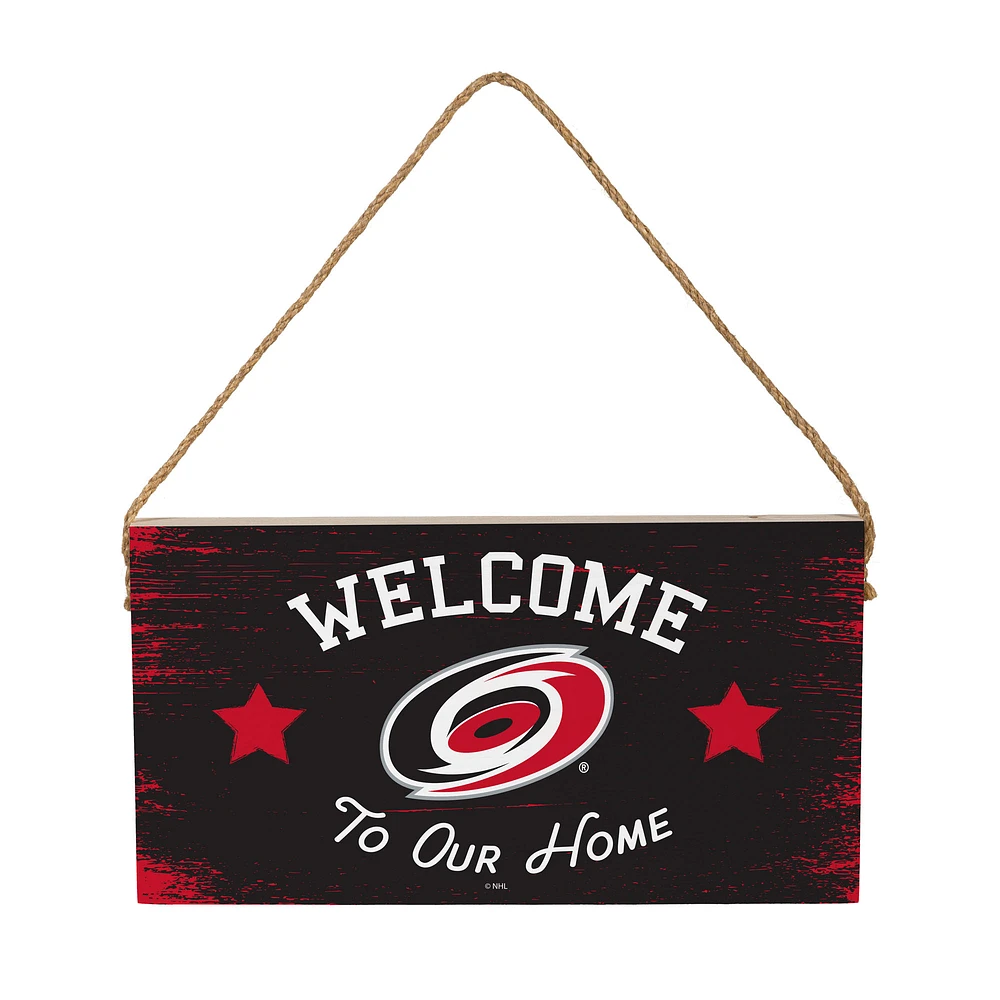 Carolina Hurricanes 6" x 11" Welcome Home Wood Wall Sign with Rope Hanger