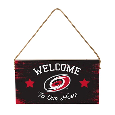 Carolina Hurricanes 6" x 11" Welcome Home Wood Wall Sign with Rope Hanger