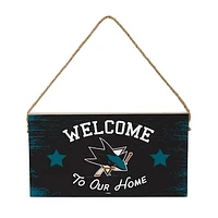 San Jose Sharks 6" x 11" Welcome Home Wood Wall Sign with Rope Hanger