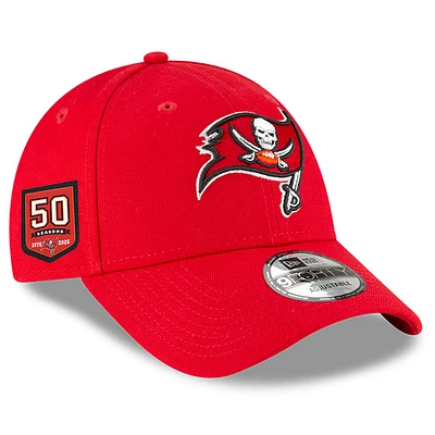 Men's New Era Red Tampa Bay Buccaneers 50th Anniversary Side Patch 9FORTY Adjustable Hat