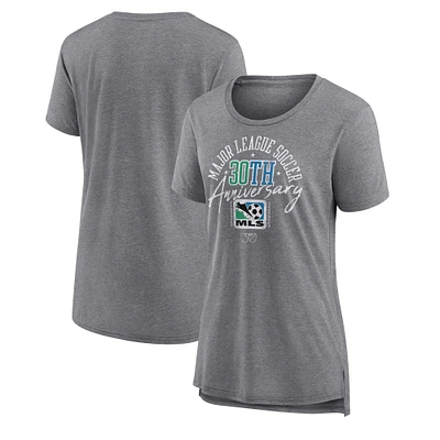 Women's Heather Gray MLS Logo Gear 30th Anniversary Badge Tri-Blend T-Shirt