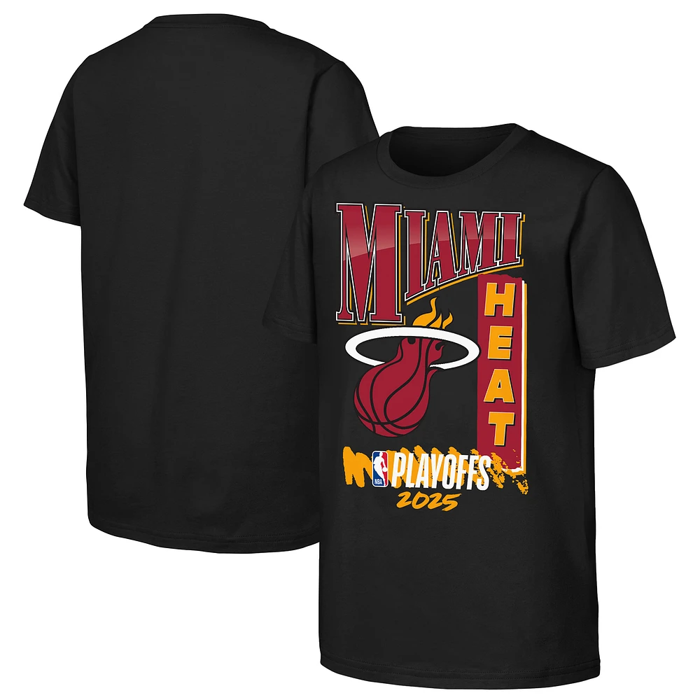 Youth Black Miami Heat 2025 NBA Playoffs Hype T-Shirt