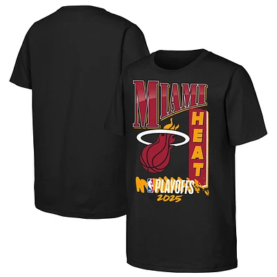 Youth Black Miami Heat 2025 NBA Playoffs Hype T-Shirt